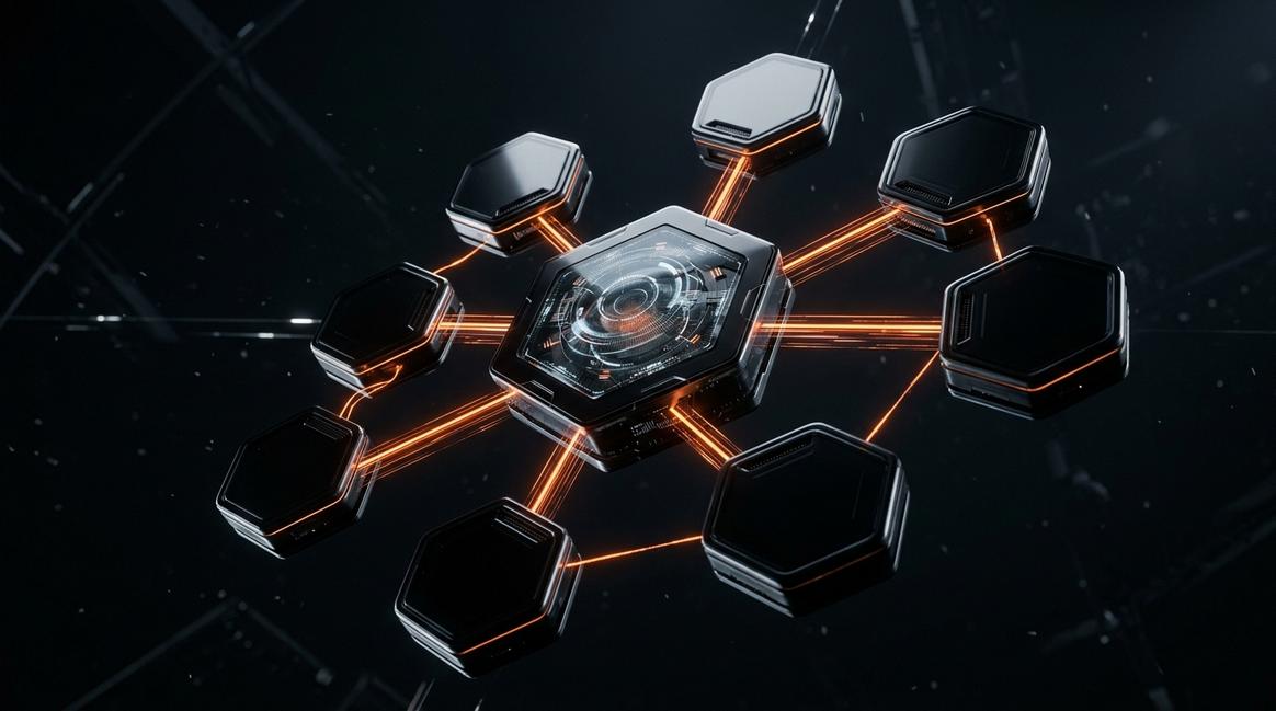 Модульная интеграция нейросетей в бизнес через систему связанных гексагональных узлов.