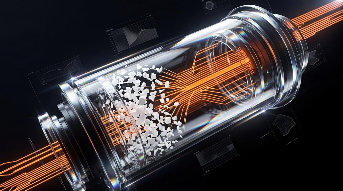 Динамичная визуализация трансформации информации, где автоматизация бизнес-процессов нейросетями упорядочивает данные.