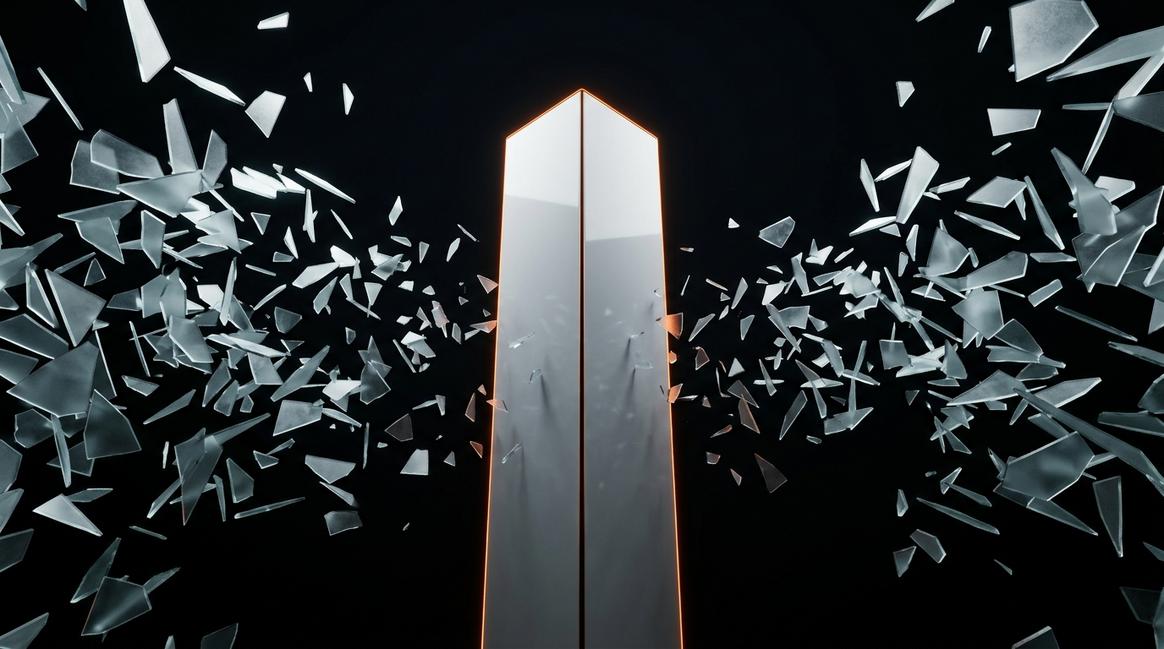 Абстрактная 3D-визуализация хаотичного потока данных, символизирующая необходимость автоматизации техподдержки.