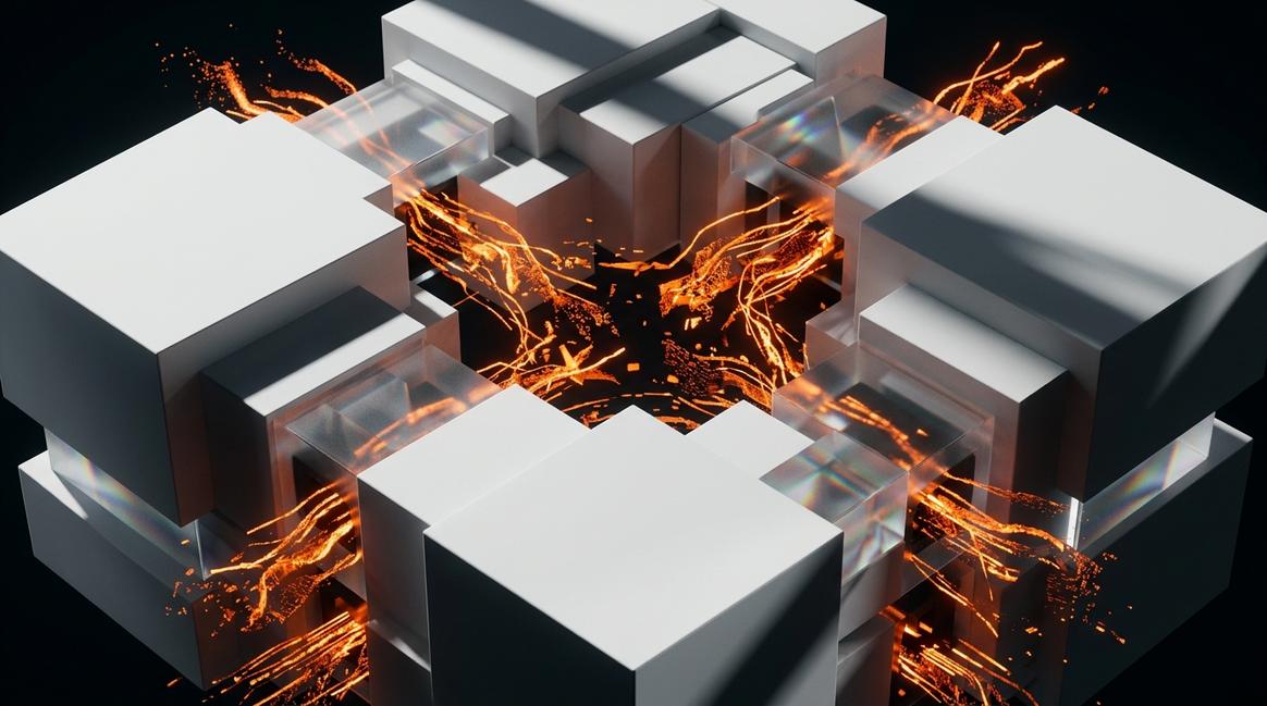 Хаотичные потоки данных символизируют теневой ai на рабочем месте.