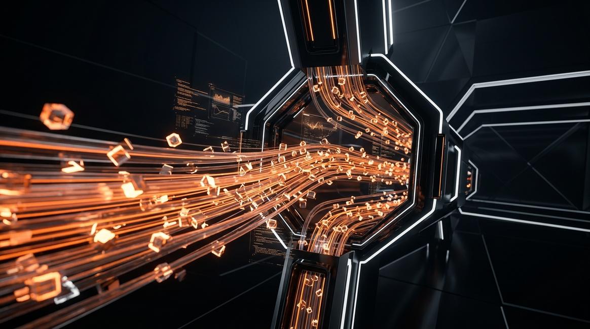 Динамичный поток данных, показывающий как искусственный интеллект в продажах ускоряет процессы.