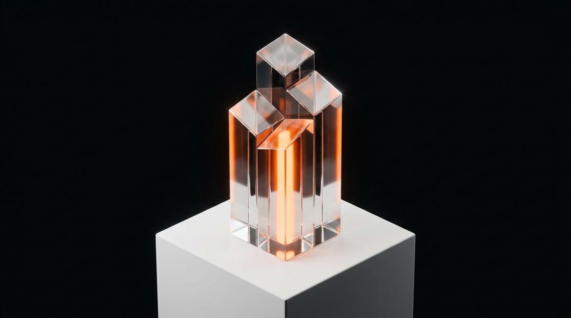 Светящийся кристаллический монолит, демонстрирующий успешный результат и автоматизацию рутинных сделок.