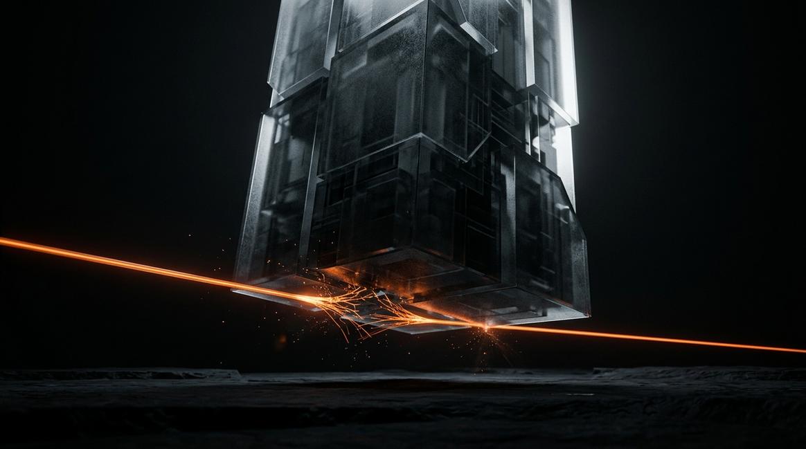 Хрупкая стеклянная структура, символизирующая критическую зависимость от вендора llm.