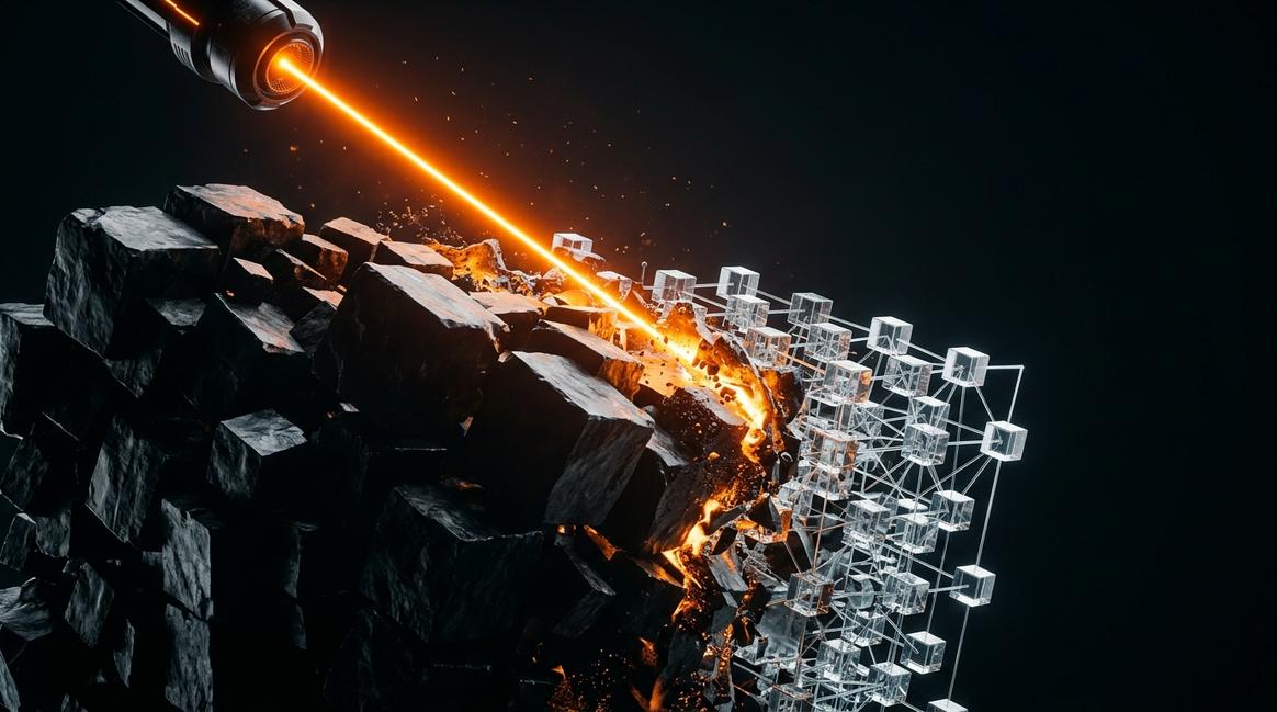 Визуализация хаоса и порядка, символизирующая автоматизацию бизнес-процессов нейросетями.