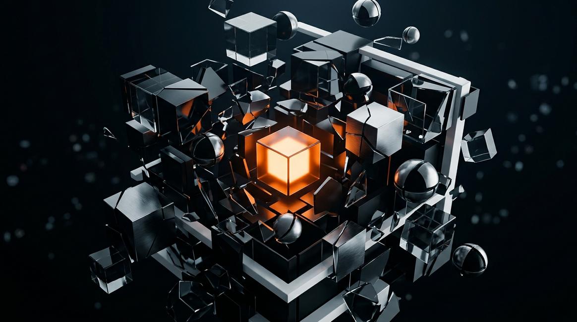 Разрозненные 3D-структуры, иллюстрирующие хаос до того, как начинается цифровизация предприятий.