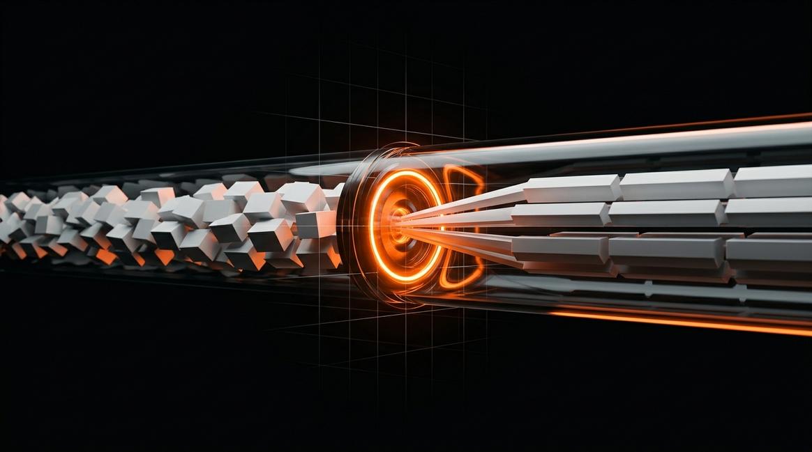 Процесс обработки данных, отражающий то, как работает цифровизация маркетинга умными алгоритмами.