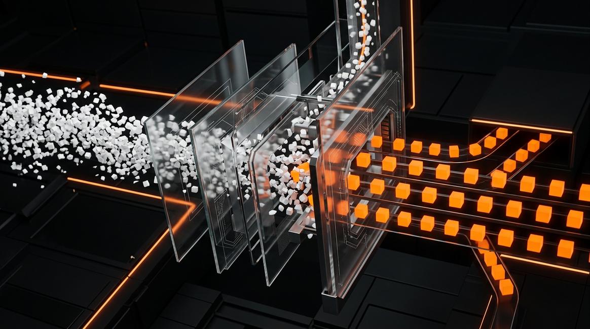 Процесс фильтрации данных, обеспечивающий надежную защиту корпоративных данных при работе ИИ.